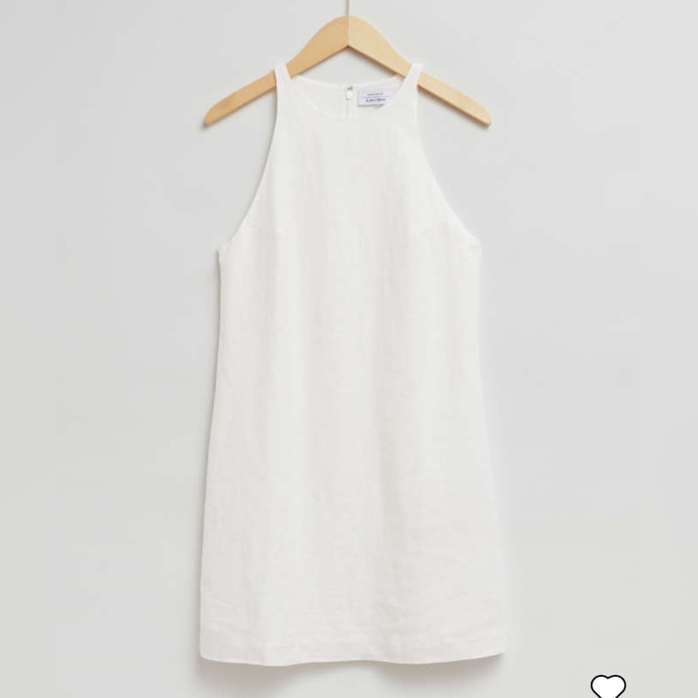 & OTHER STORIES white linen A-Line mini dress